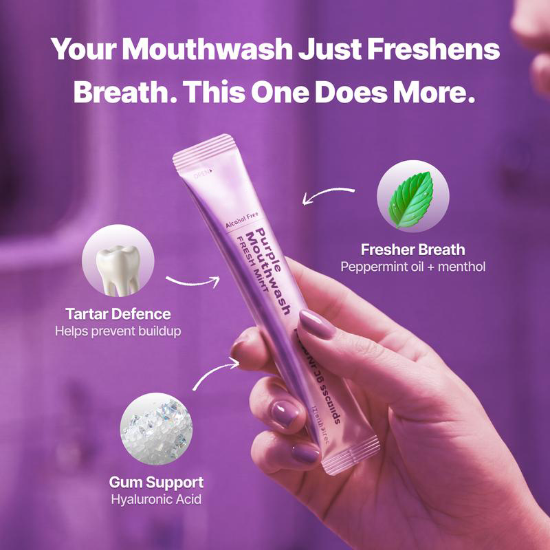 Purple Mouthwash - Sachets 20 Pack - Peroxide-Free - Alcohol Free - Vegan Mint