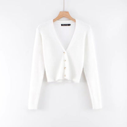 V-neck long sleeved cardigan sweater