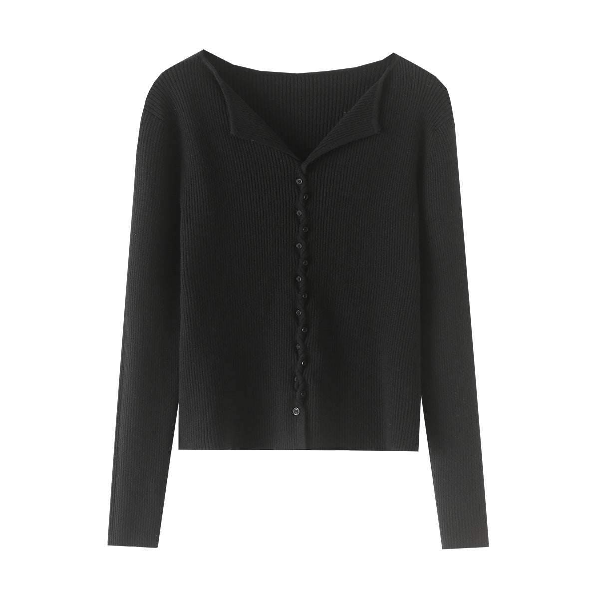 Single breasted long sleeved sweater